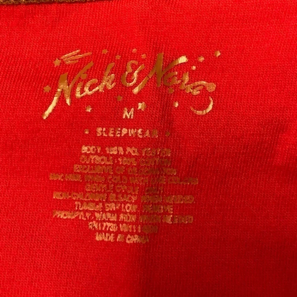 Nick & Nora Red SOCK MONKEY Footed Pajamas One Piece size medium.
